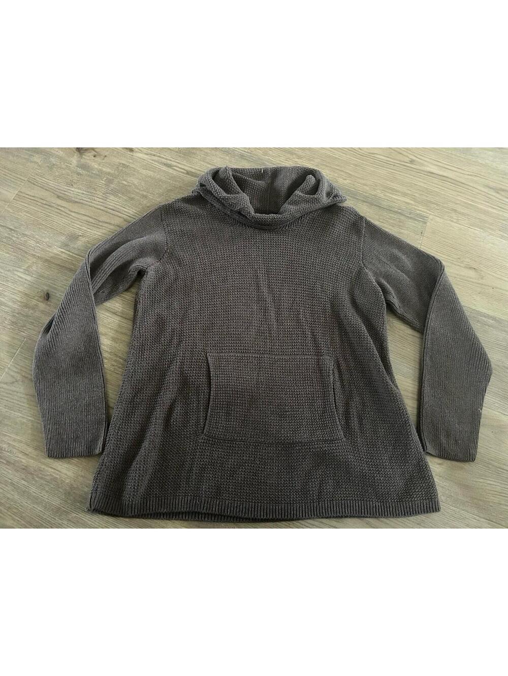Eileen Fisher Organic Cotton Brown Cowl Neck Sweater Size Large